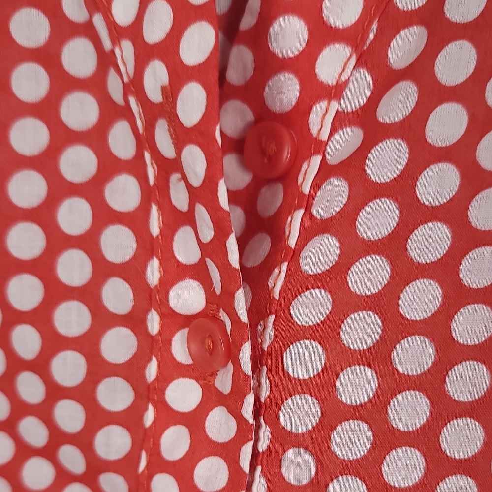 C&A Red and White Dolman Sleeve Blouse with Notched Collar - Picture 4 of 7